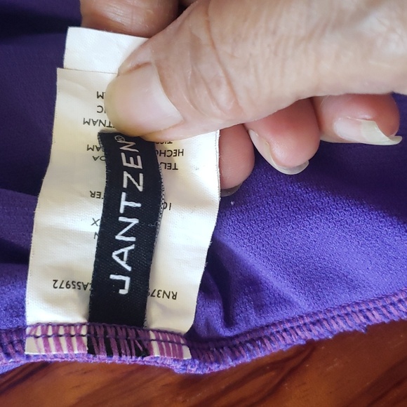 Jantzen Draped Surplice Purple One Piece Swimsuit Aqua Slimming V-Neck Size 10 - Picture 9 of 16